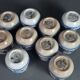 Series of 10 old small earthenware cream jars Digoin Sarreguemines SB