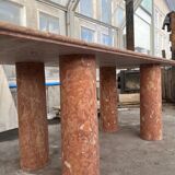 Large rectangle stone dining table in red/pink Portuguese Travertine
