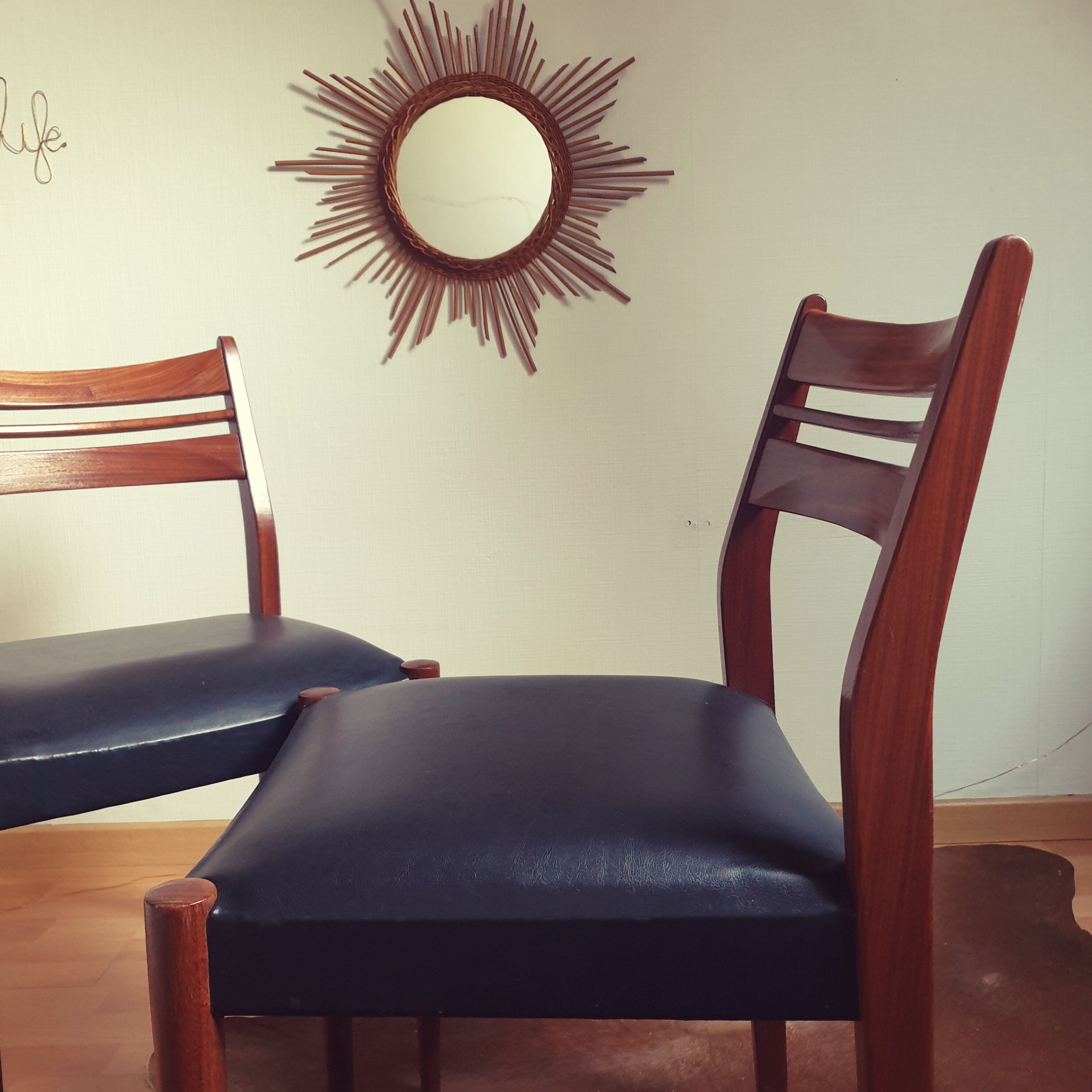 Lot 4 Scandinavian teak chairs vintage 60s