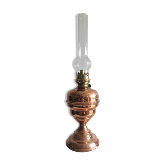Oil lamp, copper & brass, H 57 cm