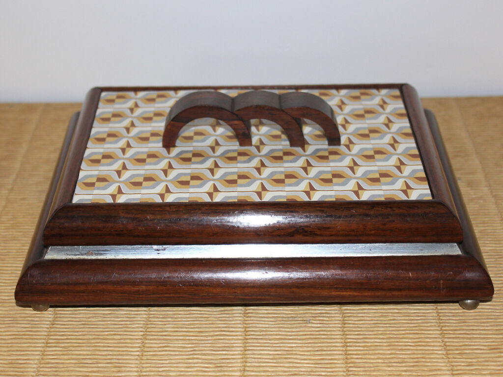 Old wooden box and art-deco metal