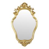 French Gold Leaf Gilded Crested Mirror Baroque Style Facet 84cm
