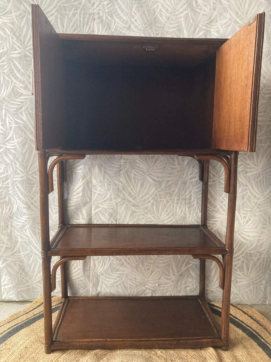 Rattan bookcase shelf