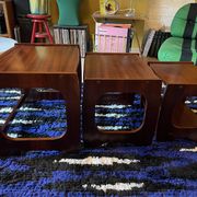 Set of three nesting coffee tables, 1970, dark wood