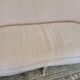 Louis XV style bench sofa in pink fabric and burlap