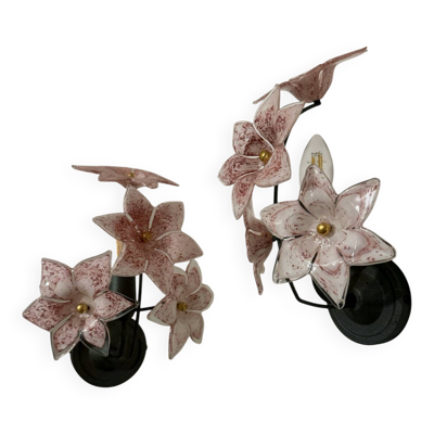 Appliques florales Murano années 70