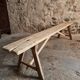 French antique wooden bench – Rustic farmhouse bench – Poplar and chestnut – Late 19th century – 198 cm