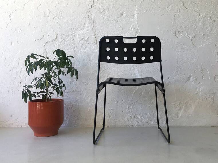 Black metal chair Italy 1970s