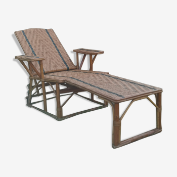 Chaise longue rotin & bambou
