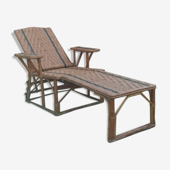 Long rattan chair - bamboo