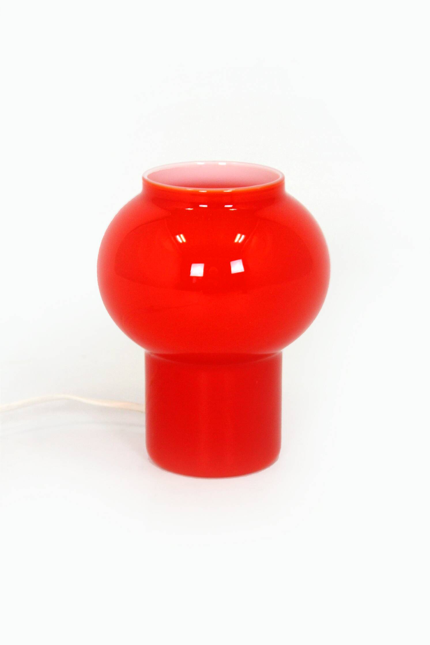 Vintage Red Glass Table Lamps attributed to Štěpán Tabery, 1970s
