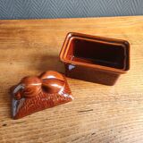 Vintage Rabbit Terrine in Glazed Ceramic - Brown Barbotine
