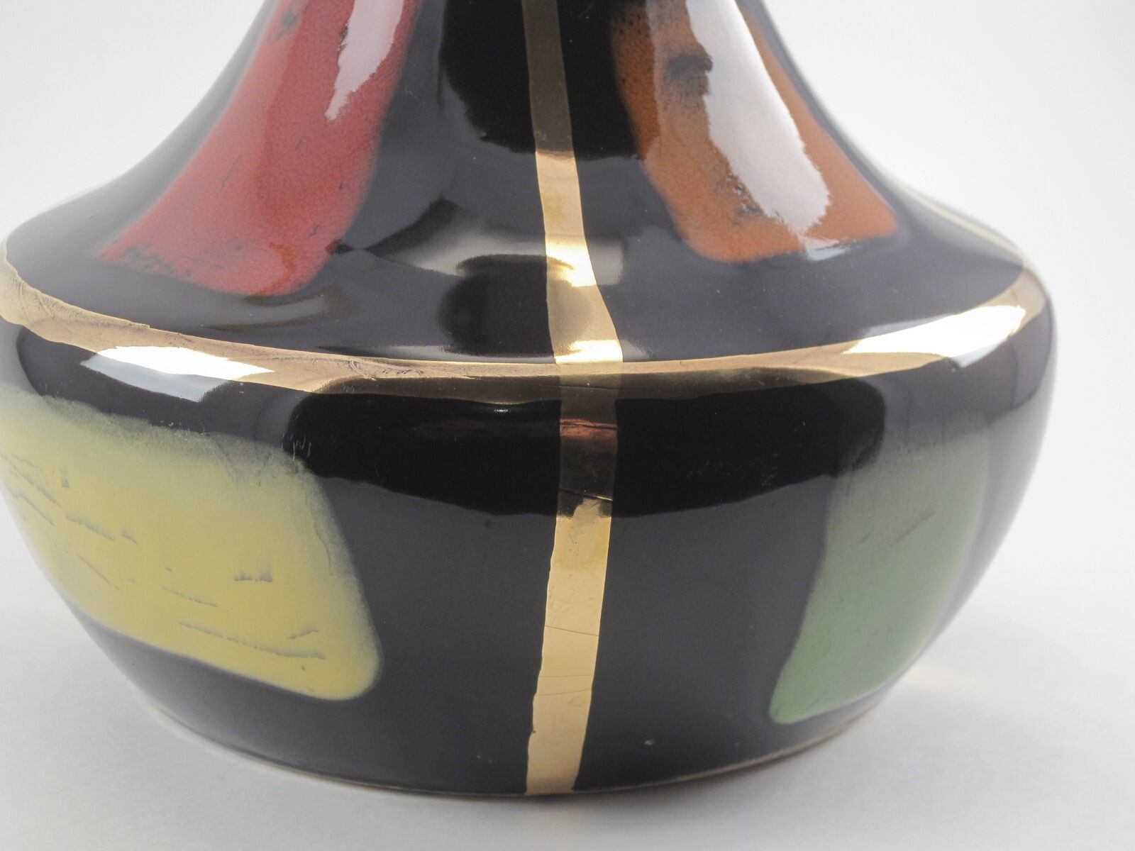 Black enameled ceramic vase Vintage