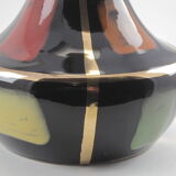 Black enameled ceramic vase Vintage