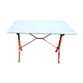 Marble and cast iron bistro table