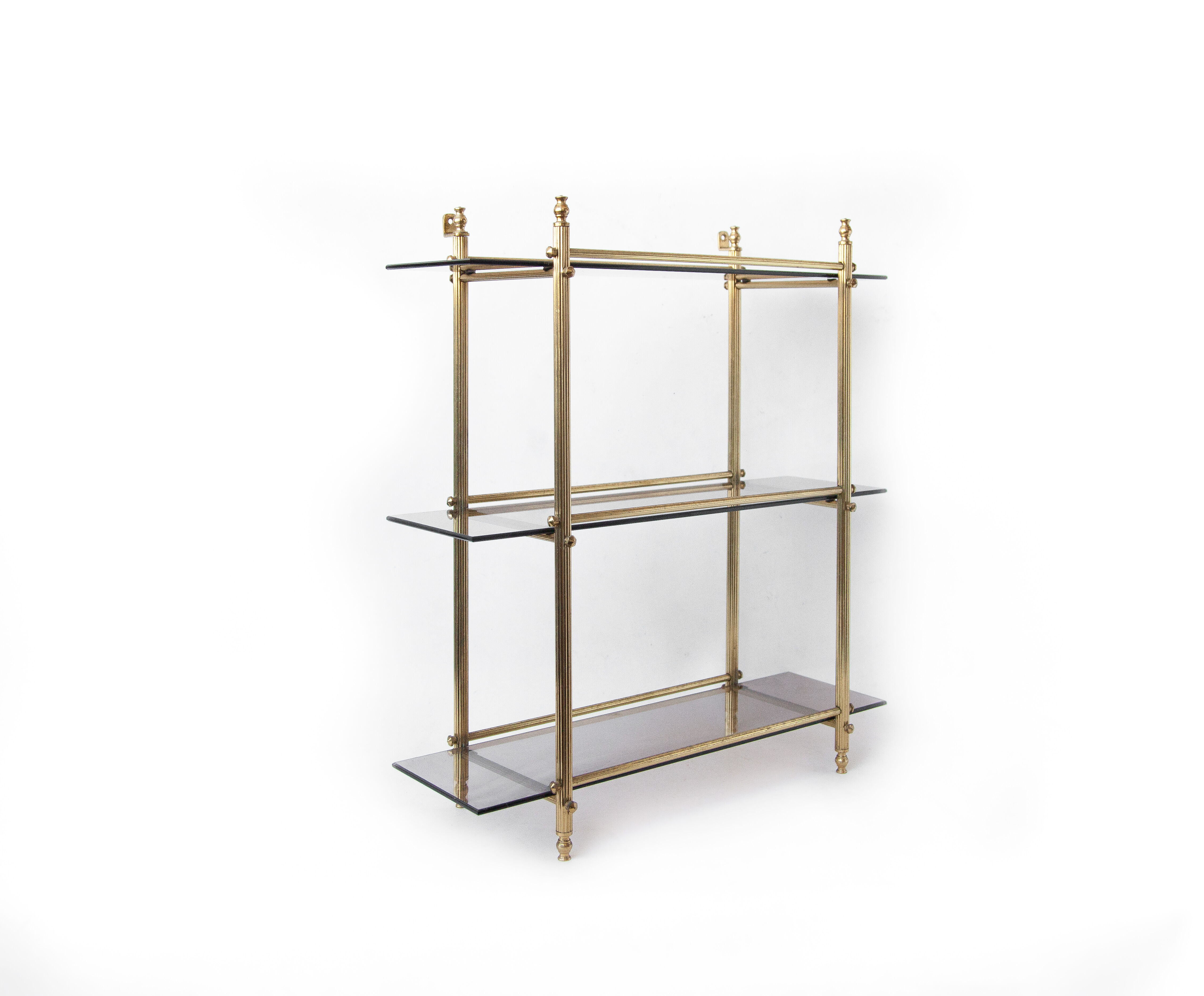 étagère laiton et verre