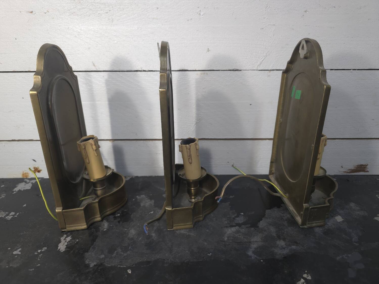 Vintage brass wall lights x 3
