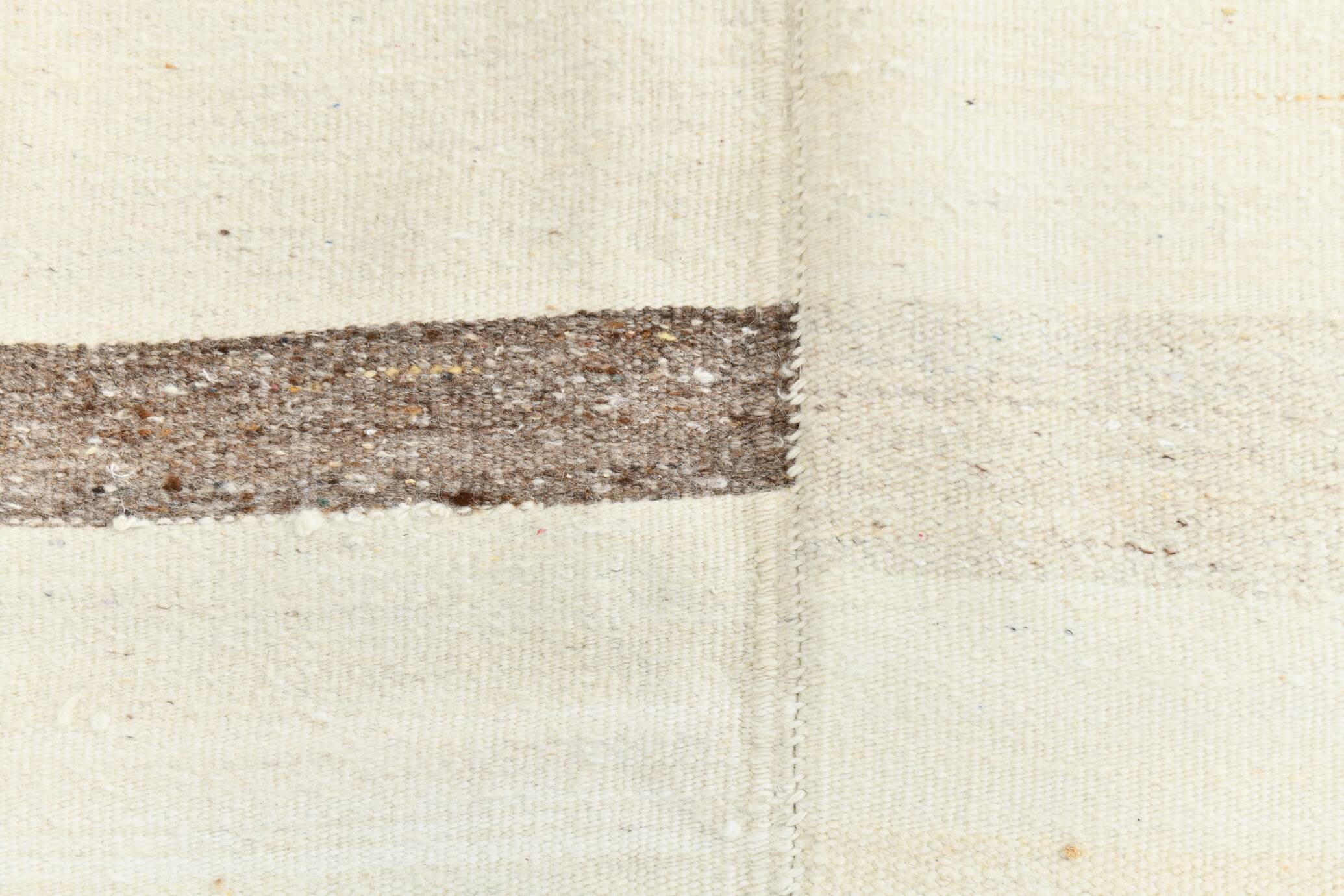 Cream & Brown Large Kilim Rug, 255x313Cm