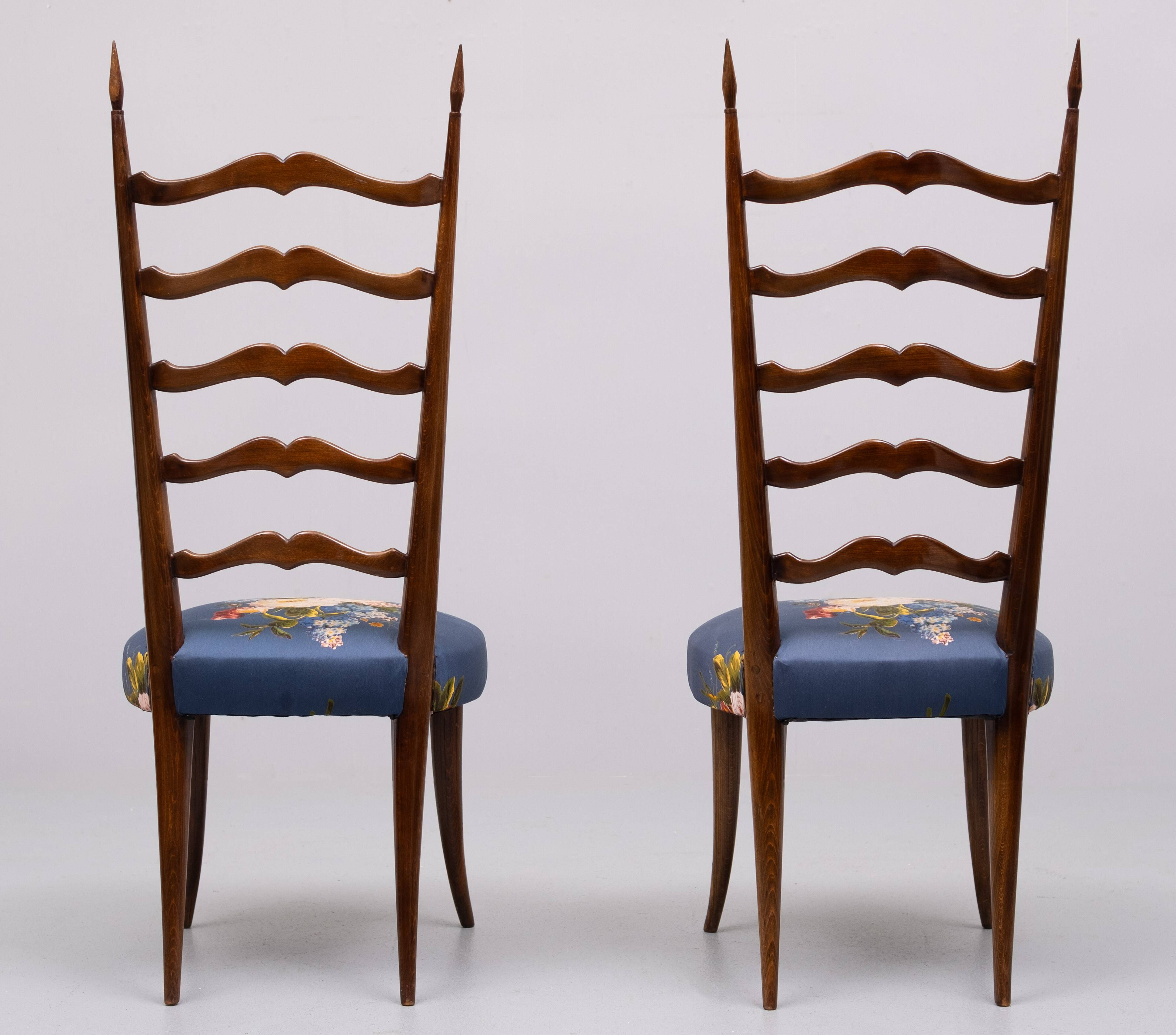 Set ladder back chairs paolo buffa 1950s italy