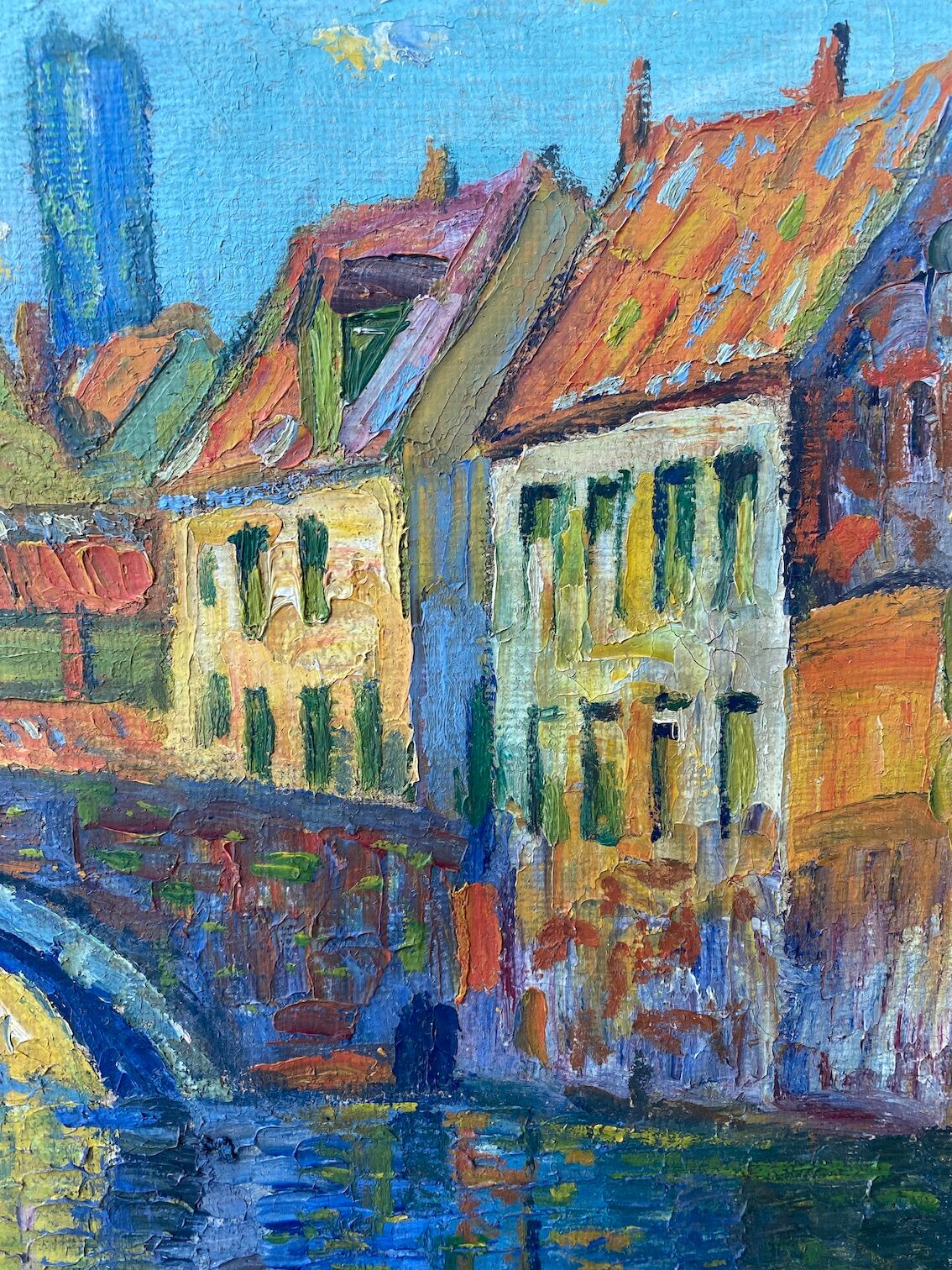 Vintage Mid Century Framed Oil Painting - Evening Walk