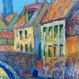 Vintage Mid Century Framed Oil Painting - Evening Walk