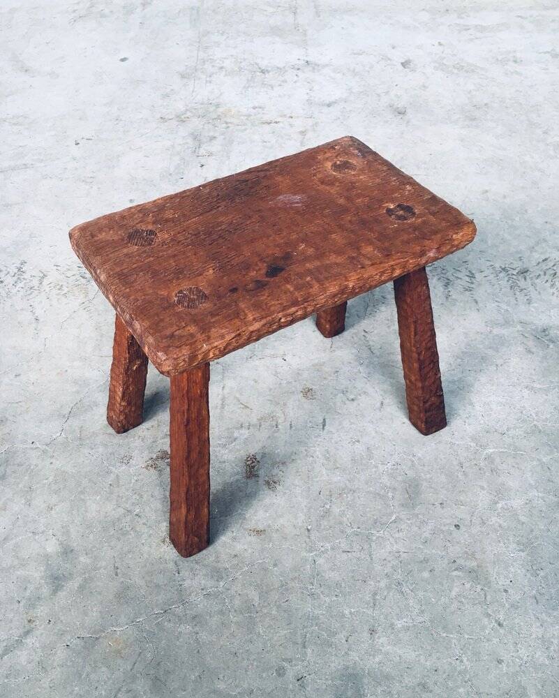 Carved Oak Side Table, 1940s
