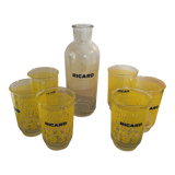 Ricard 6 glasses and carafe anniversary model "1932" signed Lehanneur
