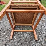 Scandinavian armchair of the 50s in cherry tree sitting in rope