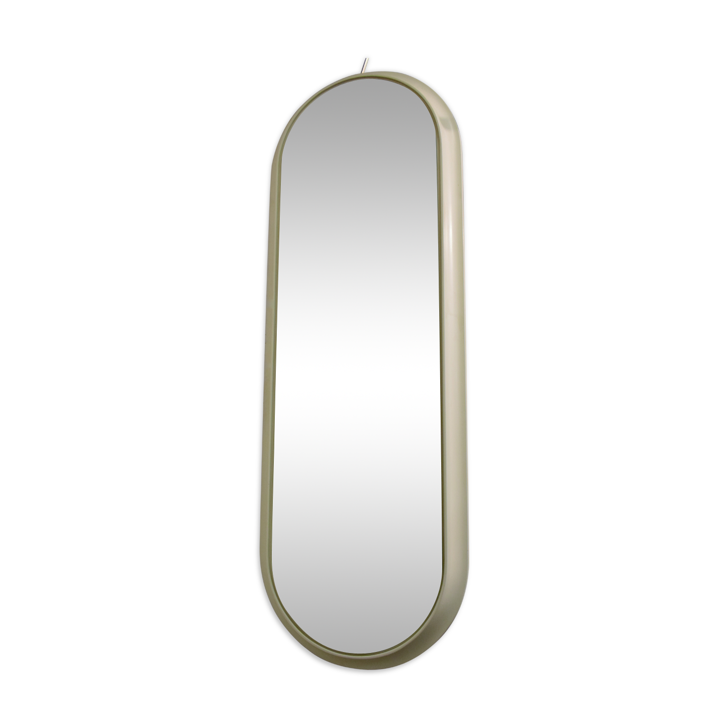 Oval mirror, white laqué wood 1960
