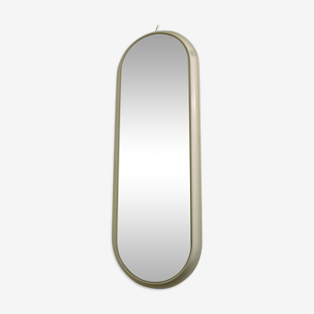 Miroir ovale, bois laqué blanc 1960