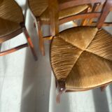 Set of 6 straw chairs style Directoire Solid cherry wood
