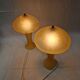 Pair of mushroom lamps in glass paste – Honey and amber tones