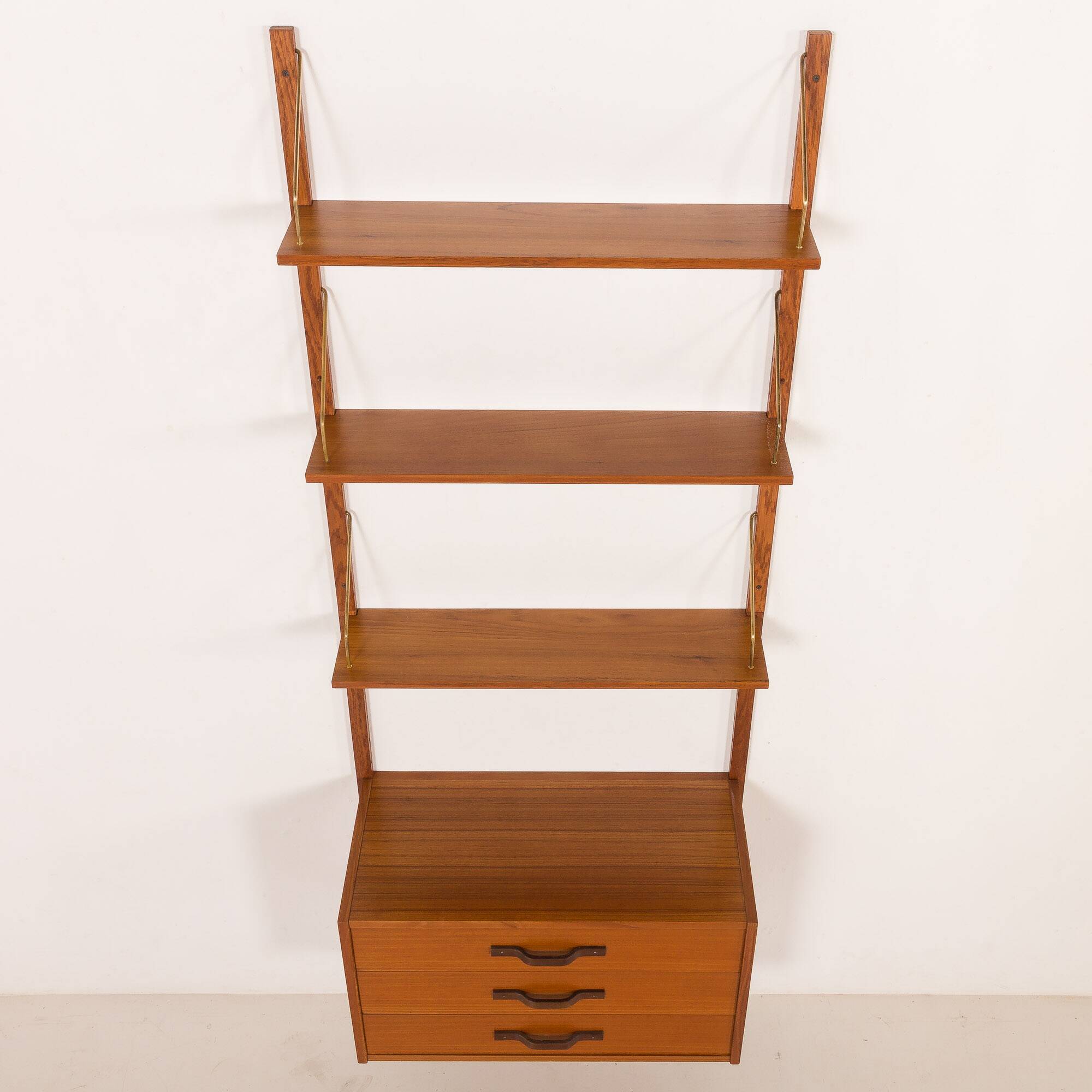 Scandinavian mid century wall unit in teak, 1960s