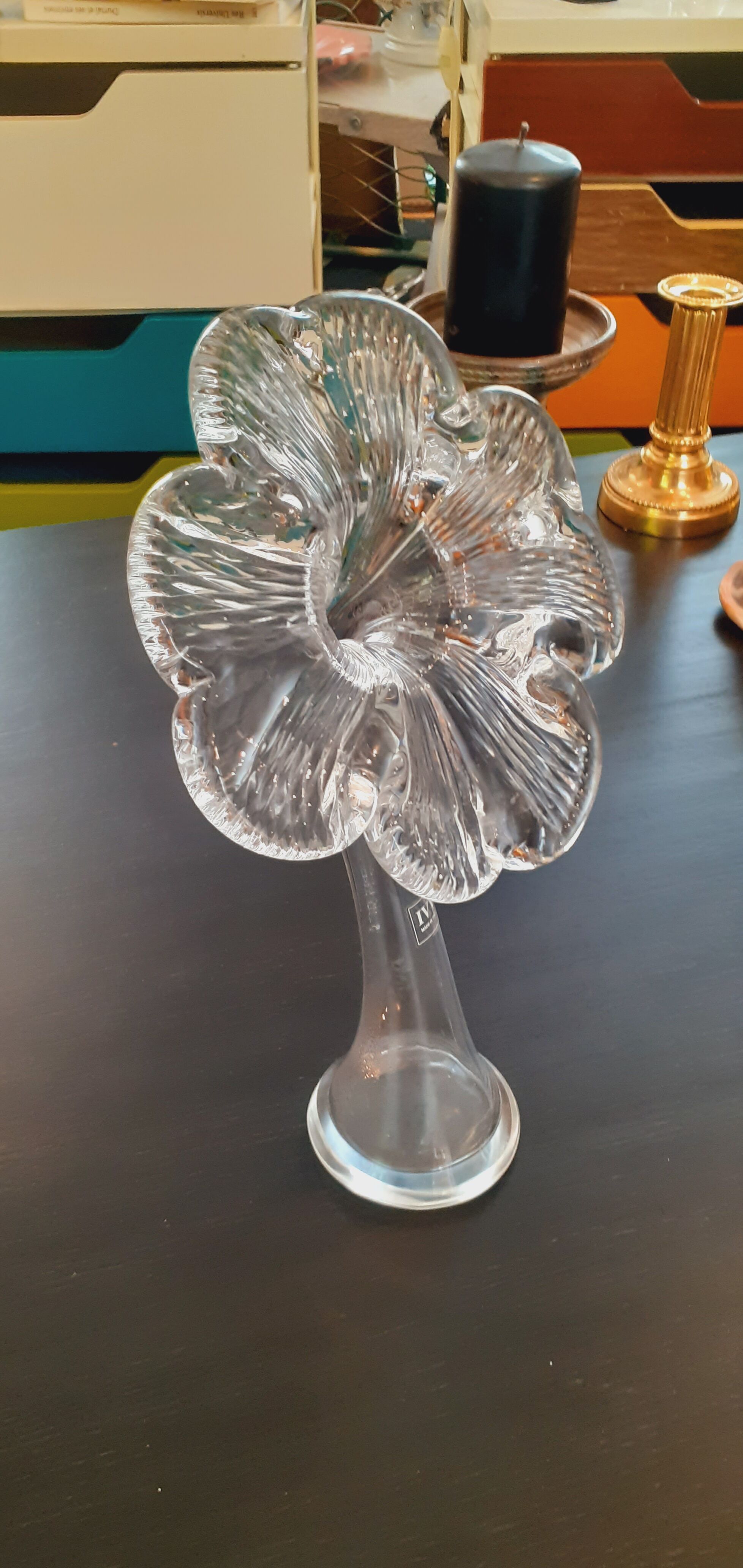 Soliflore vase in blown glass Italian design signed IVV