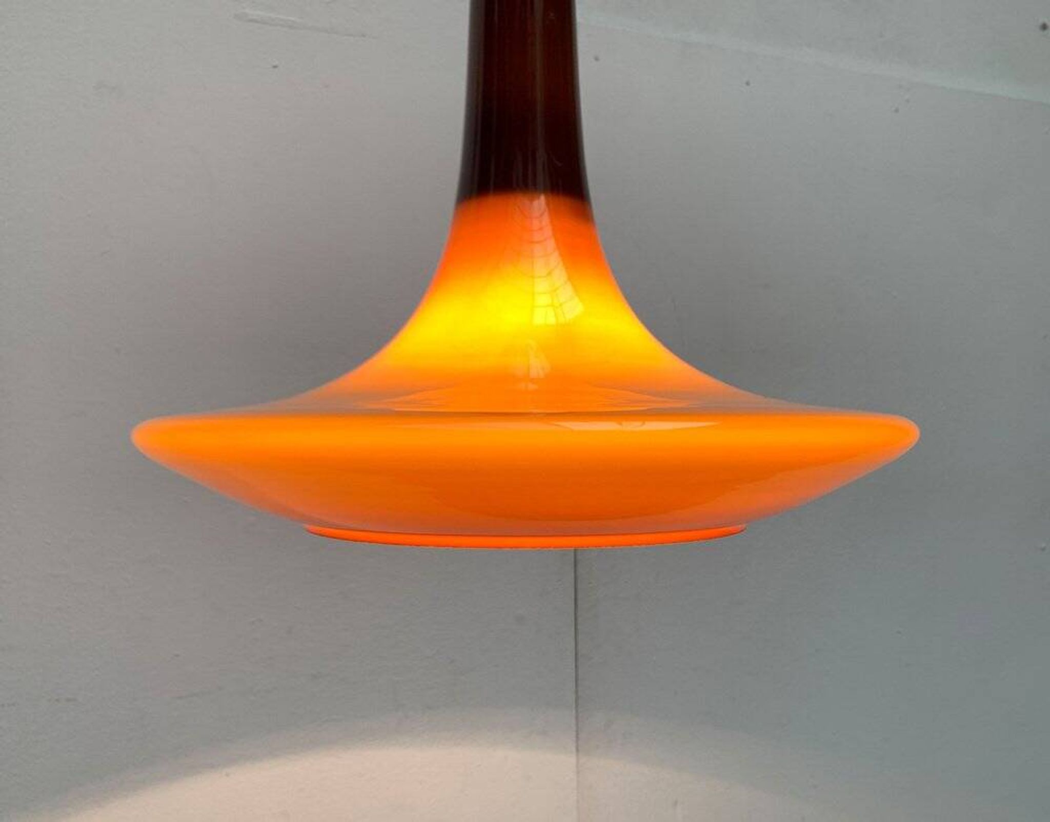 Mid-century glass tulip pendant by Peill & Putzler, 1960s.