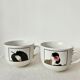Set of 2 large Art Deco porcelain mugs by Roberto Tortoli.