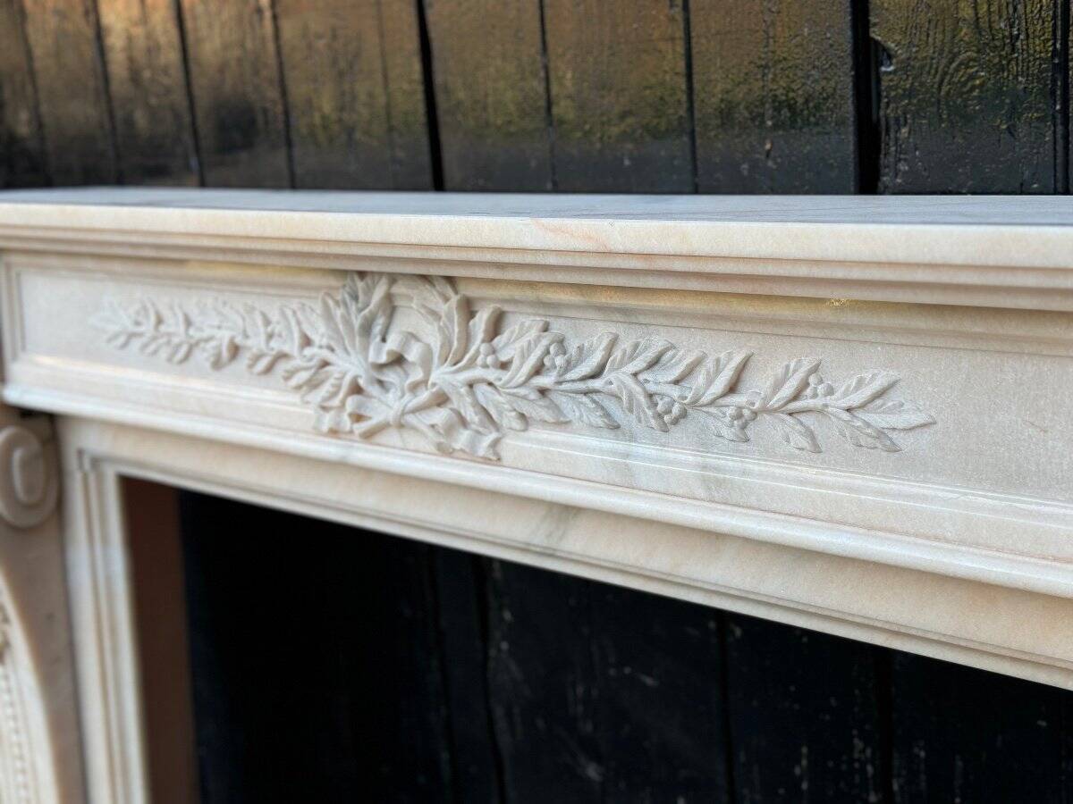 Louis XVI Style Fireplace in Pink Marble Circa 1980