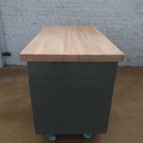 Bureau en métal avec plateau en hévéa