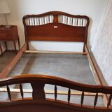 Double bed two places solid wood mahogany Louis XV style