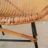 Vintage rattan bench feet metal