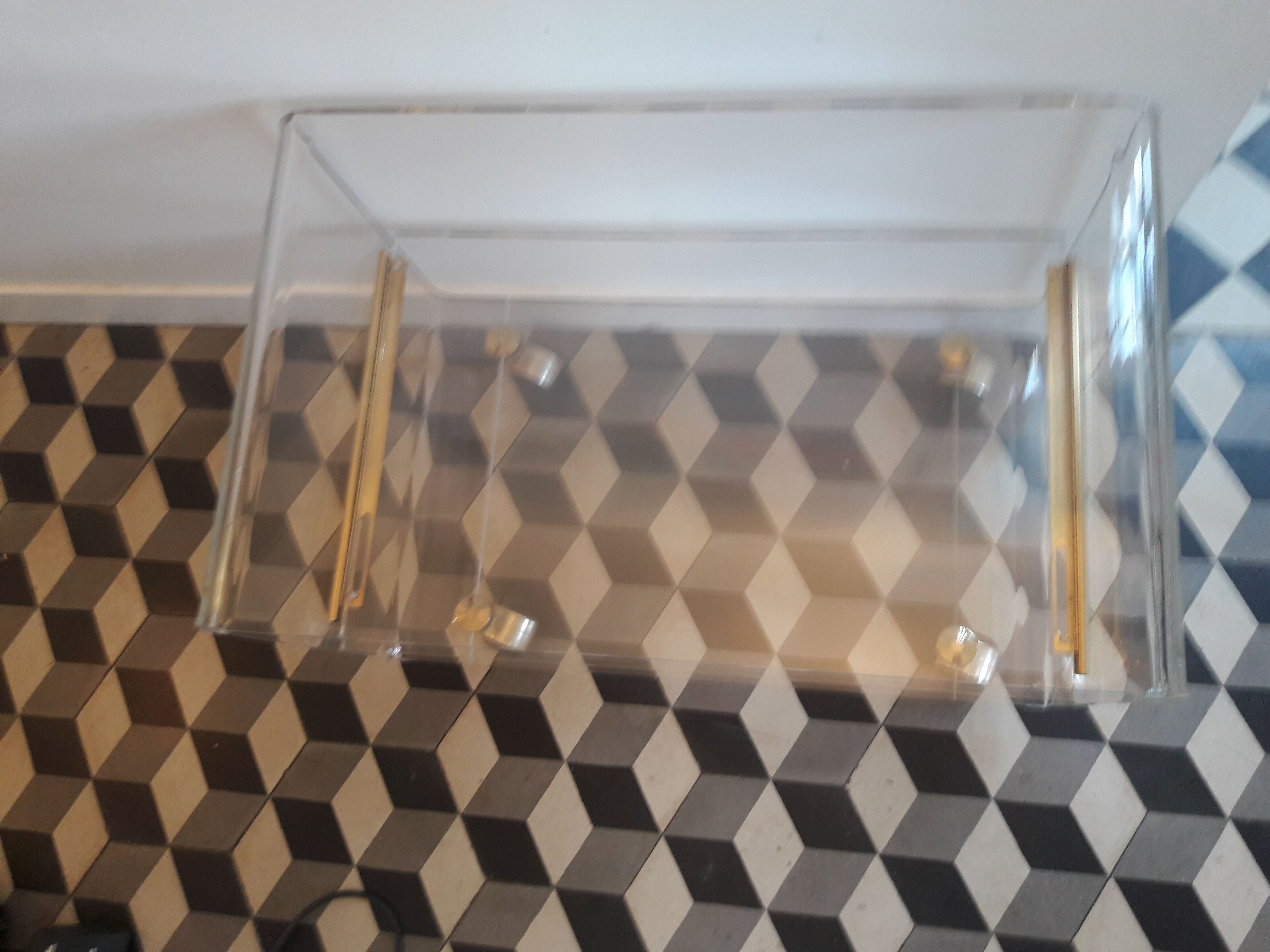 David Lange coffee table on plexiglass wheels Hi-Fi cabinet