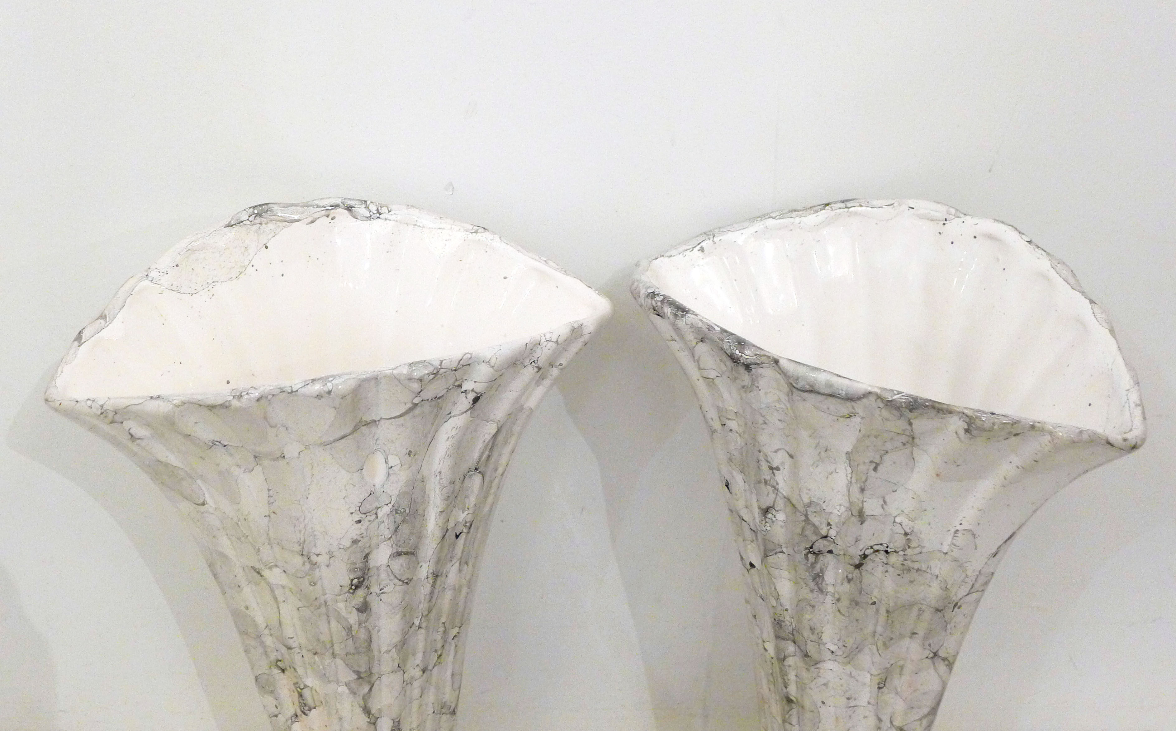 Pair of marble fan vases