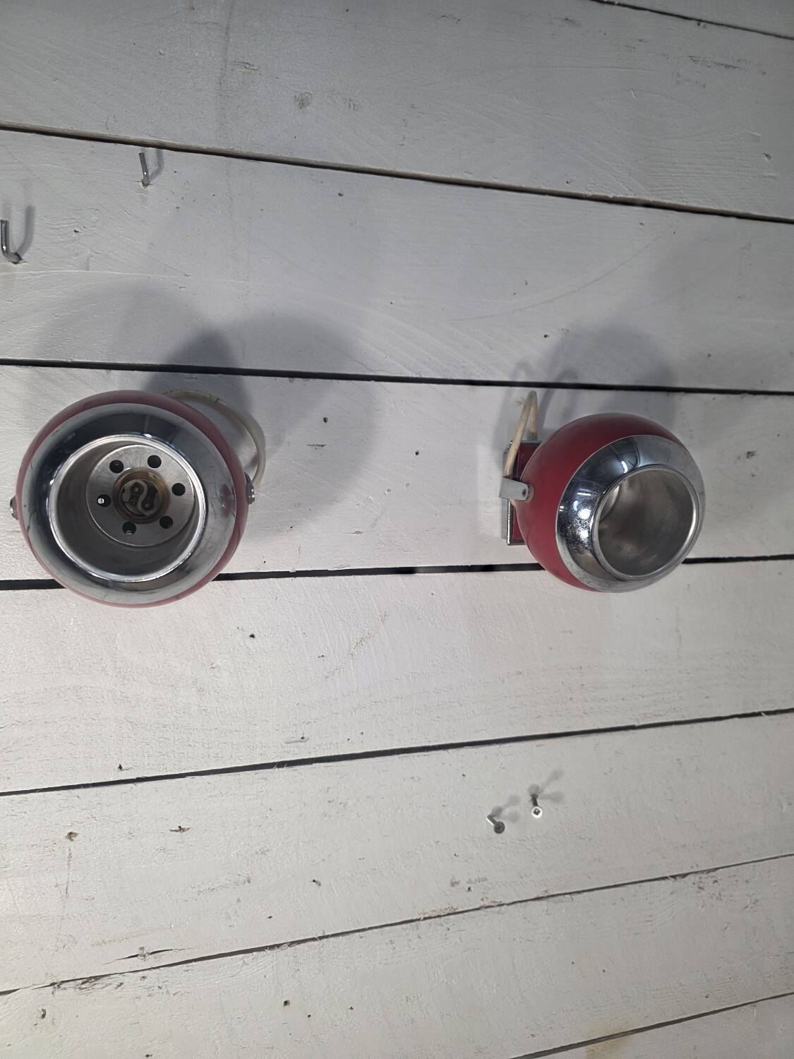 Pair of vintage chrome metal eyeball wall lights from the 70s