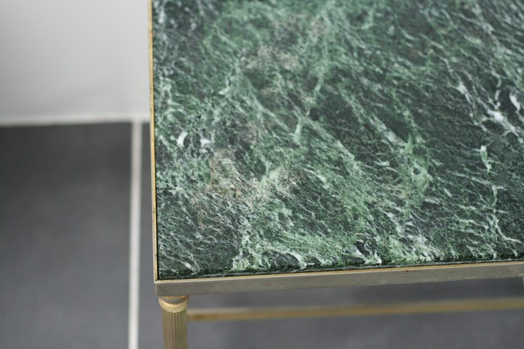 Green marble coffee table and vintage brass gold metal 60