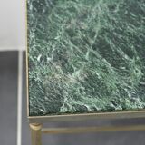 Green marble coffee table and vintage brass gold metal 60