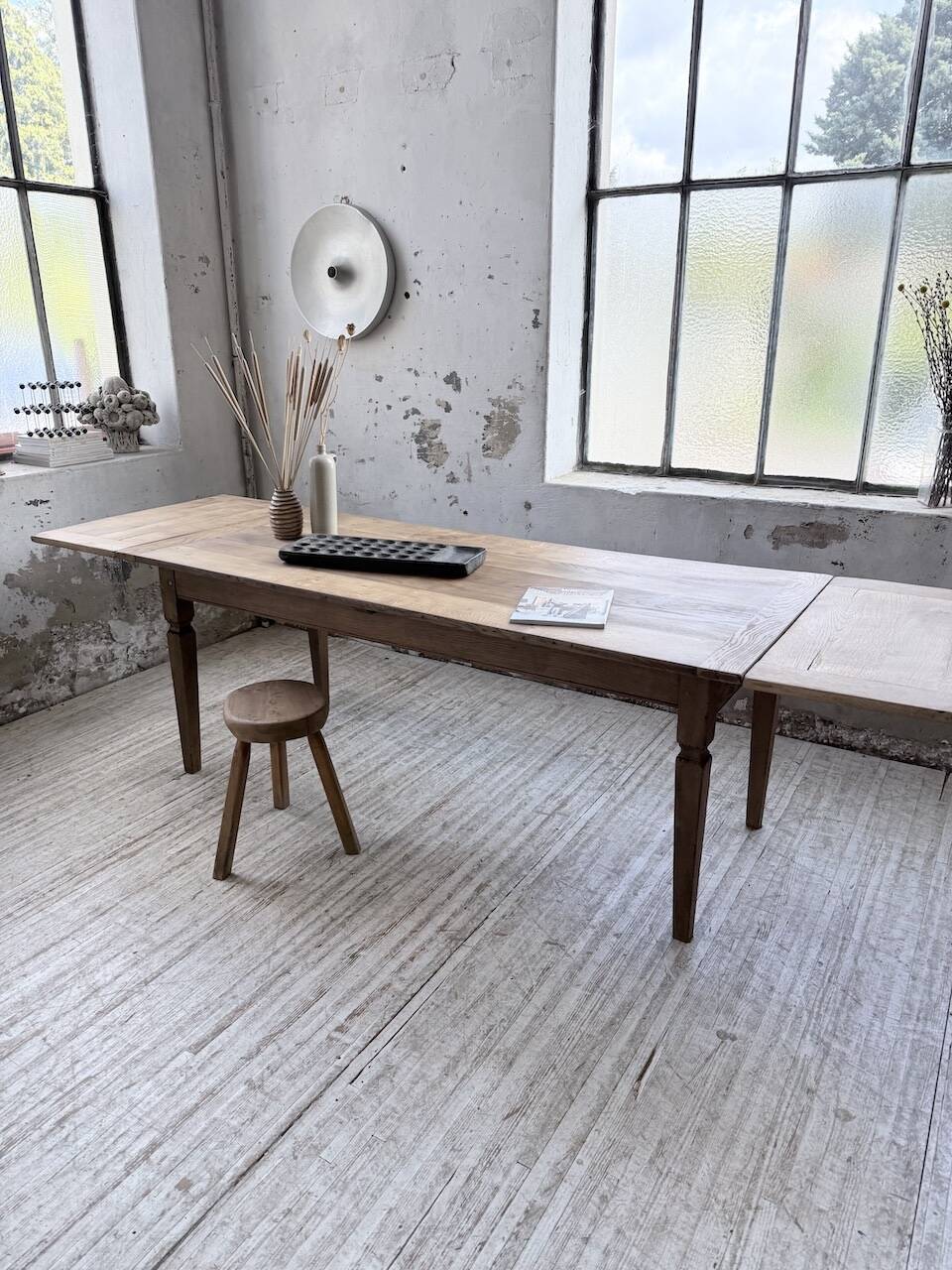 Solid oak farmhouse table with extensions (190-280cm) 1950