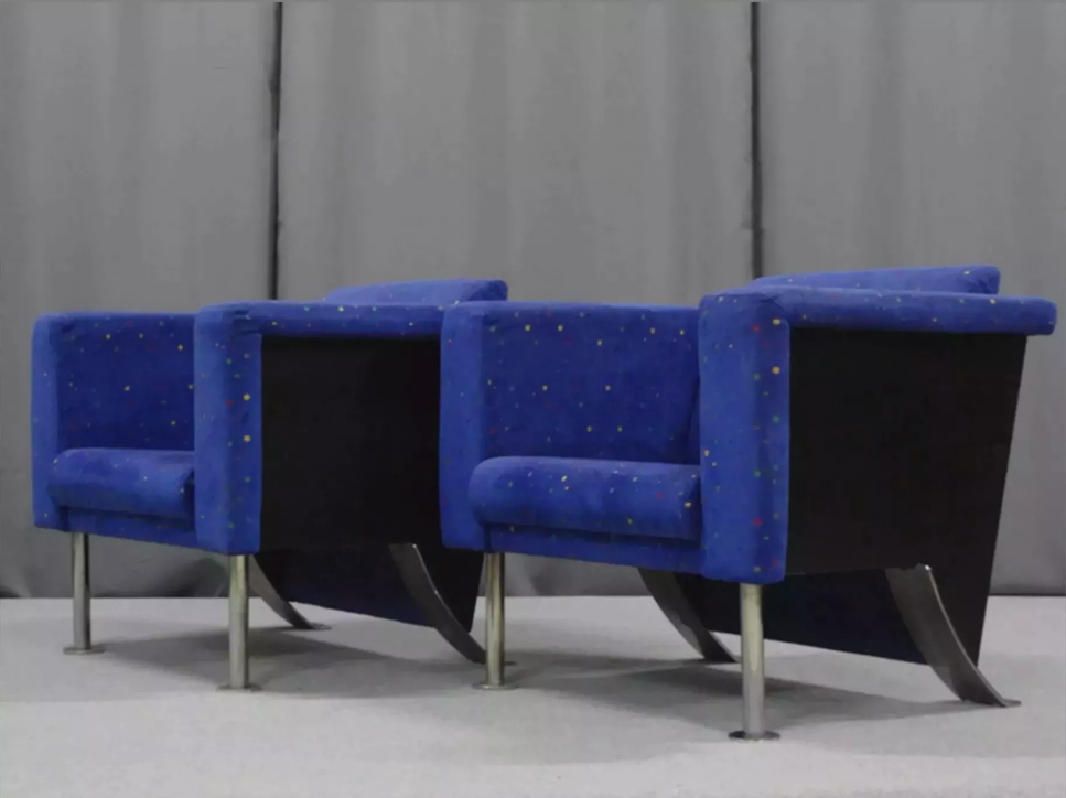 Pair of velvet armchairs, 1970