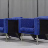 Pair of velvet armchairs, 1970