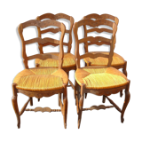 Set of 4 chairs in oak carved from 1950