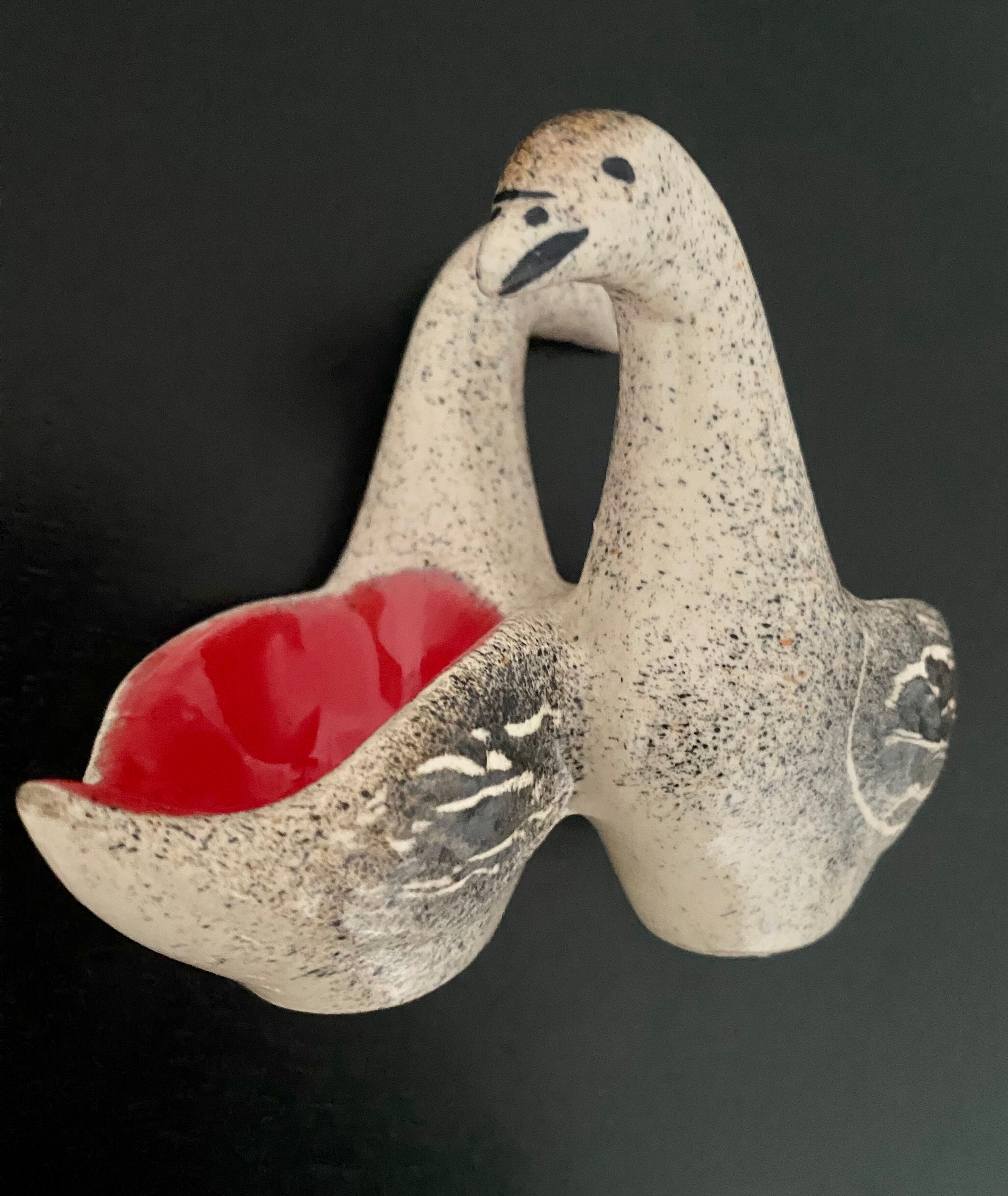 Duo goose-shaped goose and pepper shaker in ceramic